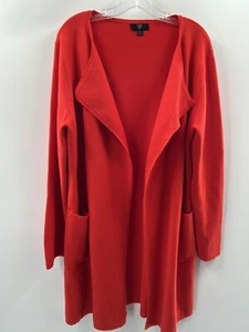 J. Crew 365 Women’s Long Sleeve Open Front Red Long Cardigan Pockets Size XL - Picture 1 of 6