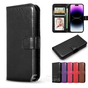 For iPhone 16 15 14 13 12 11 XR Pro Max Plus Leather Flip Wallet Case Cover OZ - Picture 1 of 11