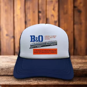 Vintage inspirierte B&O Railroad Herren Truckermütze blau Druckknopflasche verstorbene Zugkappe - Bild 1 von 5