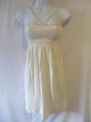 New Juicy Couture Ivory & Pink Midi Cami Loungewear Ruffle Dress Sz Medium  - Image 1 of 4