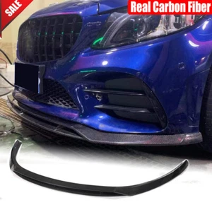 For Benz W205 C205 C43 2019UP Real Carbon Front Bumper Lip Spoiler Splitters - Picture 1 of 12