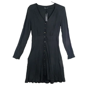 Cotton On Buttoned DressWomensSize XS Black 100% Viscose Knee Length Long Sleeve - Picture 1 of 7