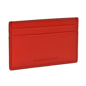ALEXANDER MCQUEEN Lust Red Leather Credit Card Holder Case Wallet Italy NWT - Picture 1 of 3