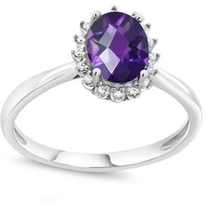 12 Karat Oval Lila Amethyst Handarbeit 924 Sterlingsilber Verlobungsring - Bild 1 von 3