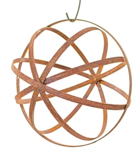 Steel Garden Sphere 18'' Rusted Patina Finish Garden Sculpture Ball Folds Flat - Picture 1 of 10