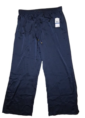 NUEVO CON ETIQUETAS PANTALONES MICHAEL Michael Kors para mujer dobladillo dividido pierna ancha XL MD azul oscuro Foto 1 de 4