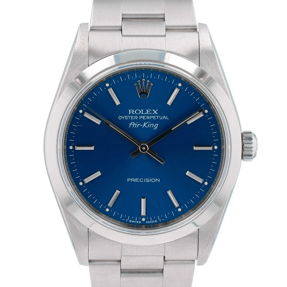 Reloj Rolex Oyster Perpetual Air-King 14000 Raro Azul Índice Suave Oyster 34mm Foto 1 de 4