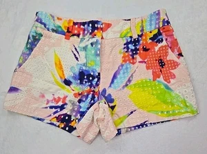 Trina Turk Women's Corbin 2 Eyelet Multi Colorful Tropical Shorts Size 4 (30x4) - Picture 1 of 8