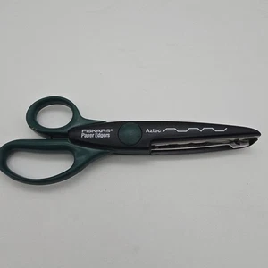 Fiskars Paper Edgers Crafting Scissors AZTEC Pattern Left/Right Hand  Scrapbook - Picture 1 of 5