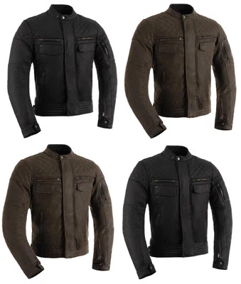 Oxford Hardy 2.0 Mens Wax Motorcycle Motorbike Jacket Black Olive Armour CE - Image 1 of 2