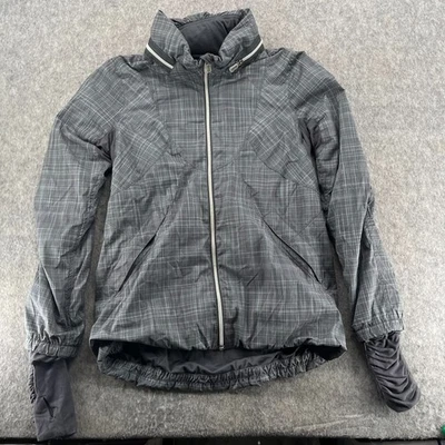 Lululemon Jacket 8 Gray Run Hustle Plaid Full Zip Jacket WIndbreaker - Image 1 of 4