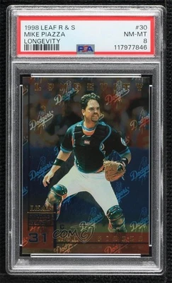 Leaf Rookies & Stars Longevity 1998 44/50 Mike Piazza #30 PSA 8 HOF Foto 1 de 3