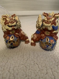 Okinawan Shisa Löwe-Hund Wächter Statuen Paar - handbemalte Figur Figur - Bild 1 von 10