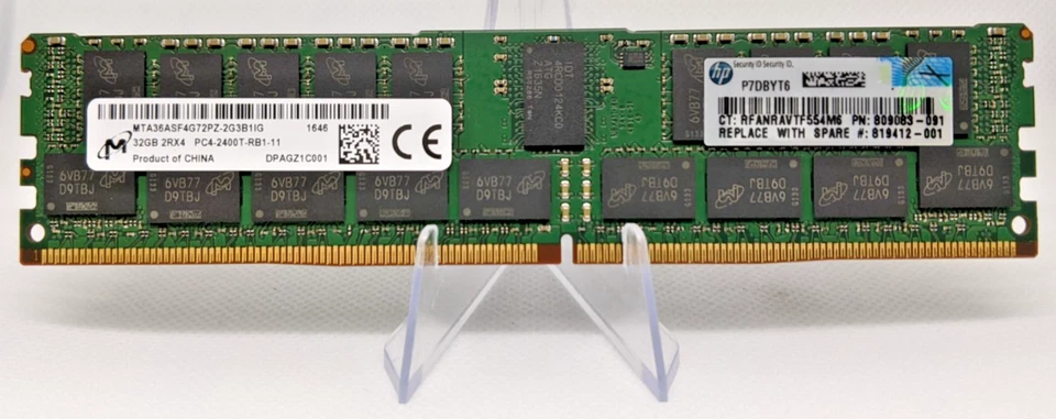 Micron 32GB DDR4-2400T ECC REG MTA36ASF4G72PZ-2G3B1IG 809083-091 Server Memory - Image 1 of 1