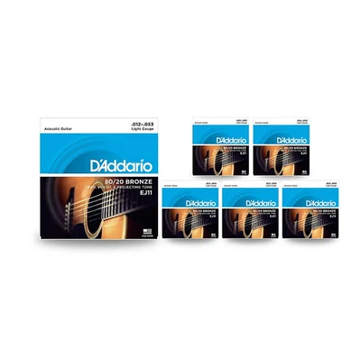 Cuerdas para guitarra acústica D'Addario EJ11 80/20 bronce claro - paquete de 6 Foto 1 de 4
