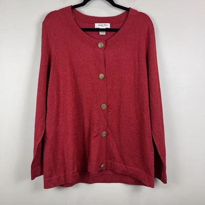 Suéter Cárdigan Judith Hart Mujer 1X Rojo Brillante Seda Navidad Vacaciones Festivas Foto 1 de 4