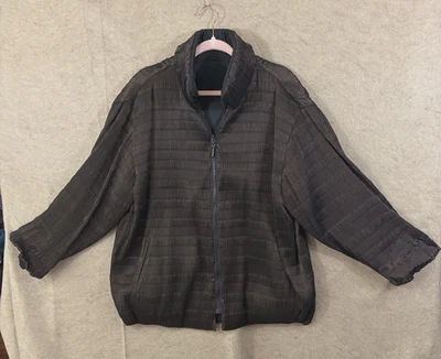 Chaqueta Abrigo Mycra Pac Now Reversible Mujer Talla S/M Marrón Negro Bolsillos Arrugados Foto 1 de 4