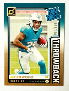 Donruss Jaylen Wright Throwback RC SP #/100 2024 ¡Novato con clasificación Dolphis! - Imagen 1 de 3