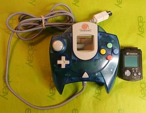 Dreamcast Controller Trasparente Blu Acqua Con Memoria Visiva Testato - Foto 1 di 3