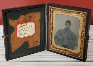 Guerra Civile Ambrotipo 1/9 Samuel Waters 71° Illinois Compagnia Volontaria F Inverno - Foto 1 di 9