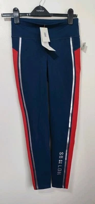 Sweaty Betty Navy Blue Stripe Zero Gravity Leggings S Short Gym Workout Trousers - Image 1 of 4