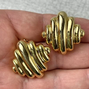 Vintage Paolo Gucci Clip On Earrings Gold Tone - Picture 1 of 6