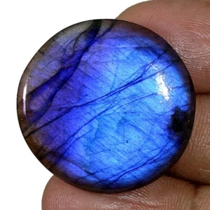 100% Natural Blue Labradorite Cabochon Gemstone Round  Shape 27.40 Cts - Picture 1 of 8