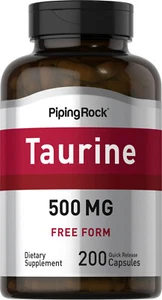 PIPING ROCK Taurin, 500 mg, 200 Schnellverschlusskapseln, Schnäppchenflasche, UK - Bild 1 von 3