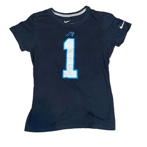 Nike Shirt Damen Medium Slim Fit Schwarz Cam Newton Carolina Panthers Nummer Eins - Bild 1 von 8