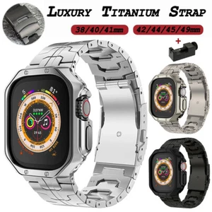 Titanium Metal Band Strap+TPU Case For Apple Watch Series 8 7 6 5 SE 41/44/45mm - Picture 1 of 35