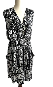 Collective Concepts Damen Kleid Schwarz Weiß Ärmellos Made in USA Größe L - Bild 1 von 16