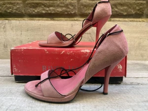 Womens River Island Scarlett Pink Suede v High Heel Dress Court Shoes Size 5 38 - Picture 1 of 17