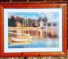 Claude Monet ~ The Bridge At Argenteuil. Print *Large Wooden Frame*  (92X72 Cm)