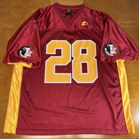 Vintage Florida State Seminars Jersey Mens 2XL Red Yellow Football Starter Cover