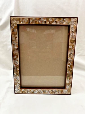 Egyptian Wood Inlaid Mother of Pearl Picture Handmade Frame 10.5" X 8.5" # 1727 - Image 1 of 3