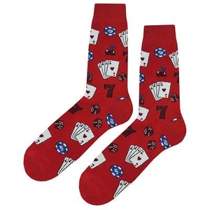 NWT Casino Red Dress Socks Novelty Men 8-12 Red Crazy Fun Sockfly - Picture 1 of 4