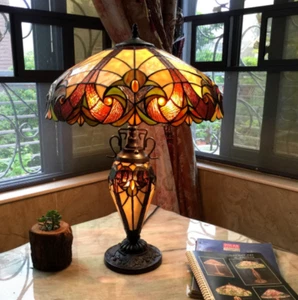 Lamp Tiffany Victorian Style Table Stained Glass Vintage Shade Light Desk Accent - Picture 1 of 7