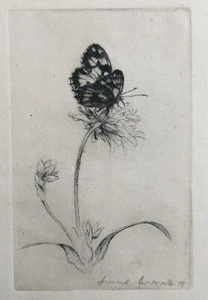 HANS FRANK – AUSTRIAN SECESSION – ORIGINAL ENGRAVING SIGNED, 1919 - BUTTERFLY - Picture 1 of 4