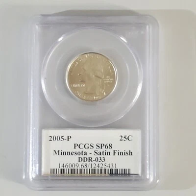 2005P Minnesota Quarter PCGS SP-68 Extra Tree DDR-033 Satin Finish Error - Image 1 of 4