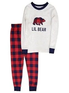 Dearfoams Boys & Girls Lil Bear Plaid Long Sleeve Shirt & Pants Pajama Set - Picture 1 of 1