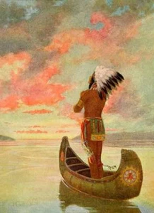 Jefe indio y de pie en canoa por Mary Louise Kirk - Imagen 1 de 1