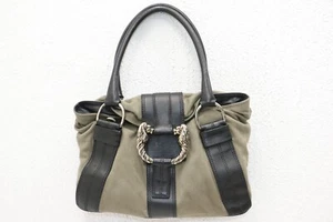 Bvlgari Fabric & Leather Leoni Shoulder Bag - Pale Green / Black - Picture 1 of 19