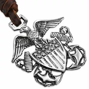 Collar de Piel Marrón Con Colgante Águila Marinero - Imagen 1 de 1