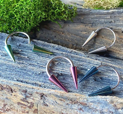 1pc Long Spikes Circular Barbell Color Spiked Horseshoe Septum Ring Piercing - Image 1 of 3