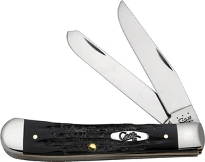 Case Cutlery XX Black Buffalo Horn Handle Trapper Folding Pocket Knife 65010 - Picture 1 of 1