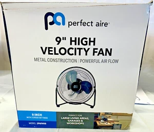 High Velocity Metal Fan Perfect Aire 9" 3 Speed Black Great For Workshop Garage - Picture 1 of 5