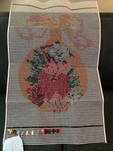 Shillcraft Readicut Latch Hook Canvas only #29 Poinsettia ornament 30x22”