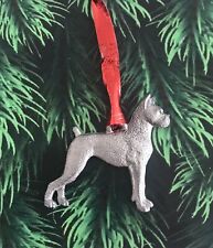 Pewter BOXER Dog Puppy Silver Metal Figurine Keychain E