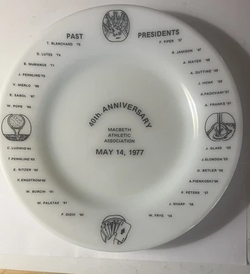 Macbeth Athletic Association 40th Anniversary 1977 Pyrex Tableware Plate Corning - Image 1 of 2