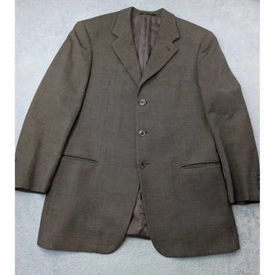 Chaqueta Blazer Armani Collezioni Para Hombres Talla 42R Mezcla Lana Marrón Hecha en Italia Foto 1 de 4